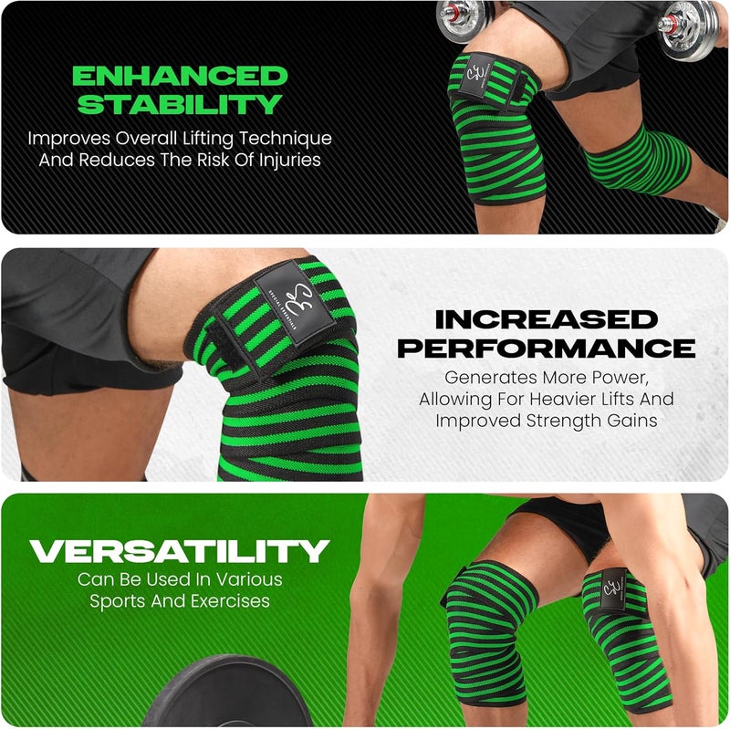 Special Essentials Store Knee Wraps for Weightlifting with Strap (2 Pack) - 72 Inches Flexible Support for Men & Women, for Powerlifting, Squats, Leg Press, and Cross Training - Image 3
